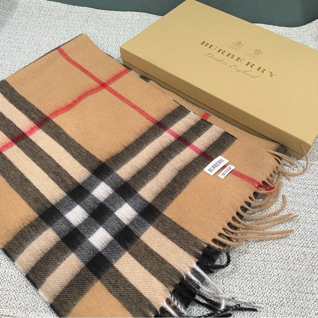 Burberry Tan Checkered Scarf